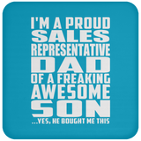 Proud Sales Representative Dad Of Awesome Son - Drink Coaster