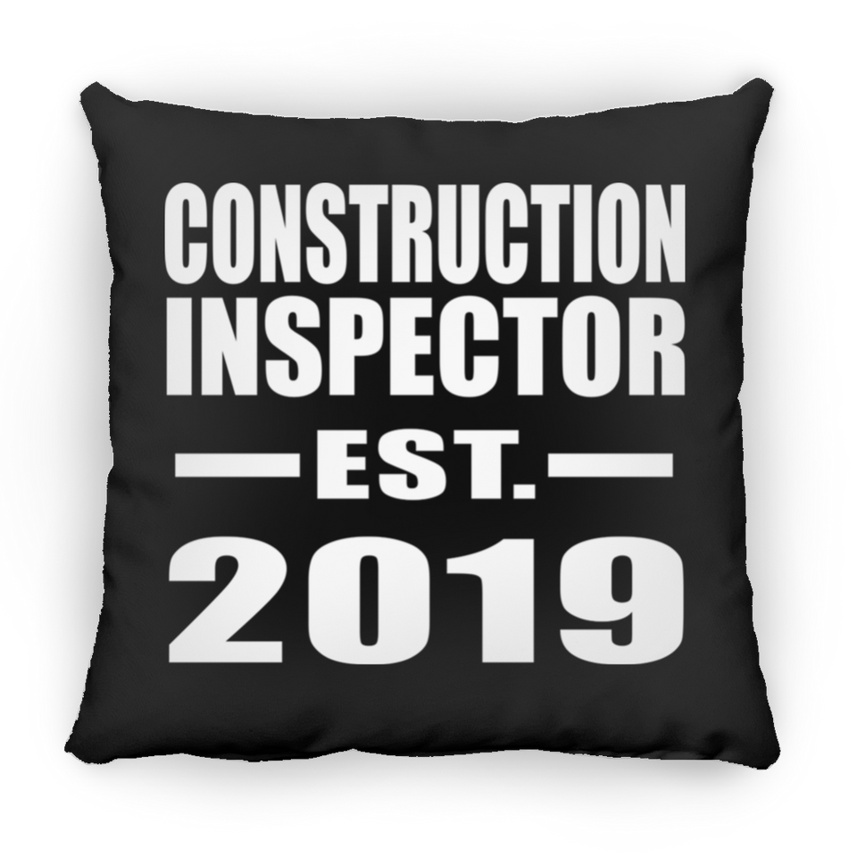 Construction Inspector Established EST. 2019 - Throw Pillow Black