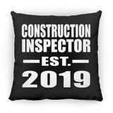 Construction Inspector Established EST. 2019 - Throw Pillow Black