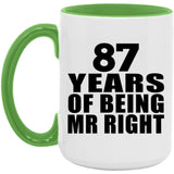 87th Anniversary 87 Years Of Being Mr Right - 15oz Accent Mug Green
