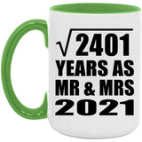 49th Anniversary Square Root of 2401 Years As Mr & Mrs 2021 - 15oz Accent Mug Green