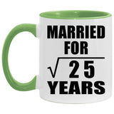 5th Anniversary Married For Square Root of 25 Years - 11oz Accent Mug Green