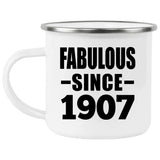 117th Birthday Fabulous Since 1907 - 12oz Camping Mug