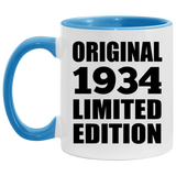 90th Birthday Original 1934 Limited Edition - 11oz Accent Mug Blue
