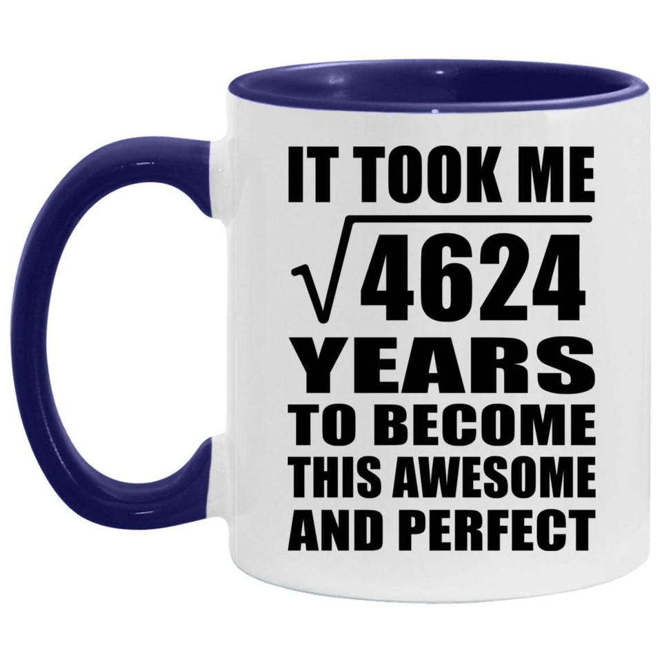 68th Birthday Took Square Root of 4624 Years To Awesome - 11oz Accent Mug Purple