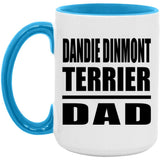 Dandie Dinmont Terrier Dad - 15oz Accent Mug Blue