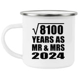 90th Anniversary Square Root of 8100 Years As Mr & Mrs 2024 - 12oz Camping Mug