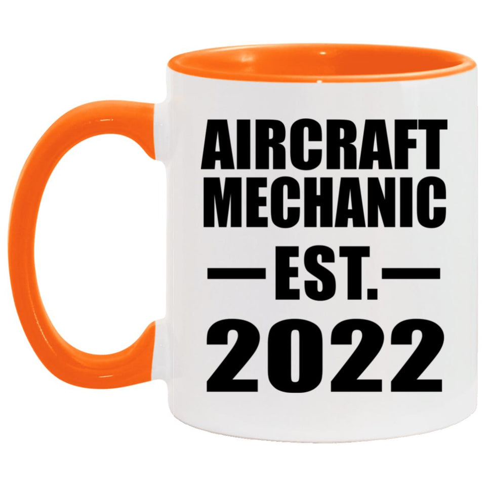 Aircraft Mechanic Established EST. 2022 - 11oz Accent Mug Orange