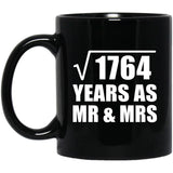 42nd Anniversary Square Root of 1764 Years As Mr & Mrs - 11oz Coffee Mug Black