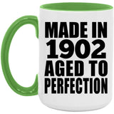 122nd Birthday Made In 1902 Aged To Perfection - 15oz Accent Mug Green
