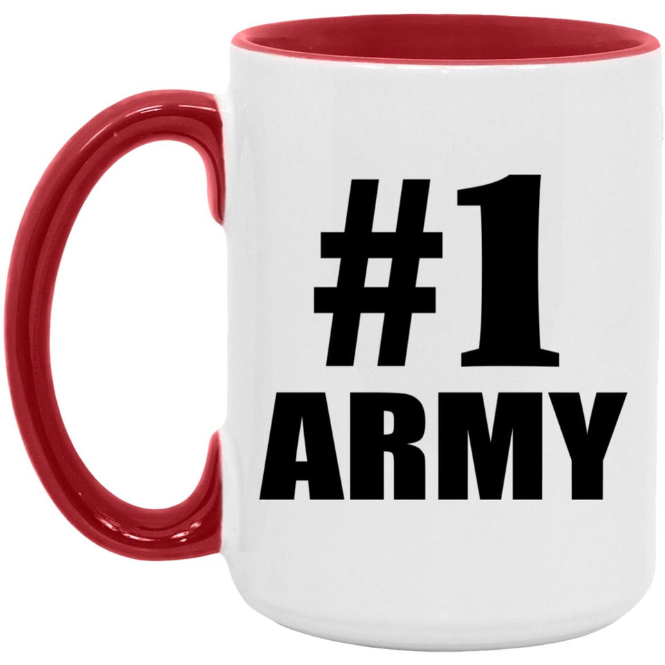 Number One #1 Army - 15oz Accent Mug Red