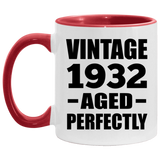 92nd Birthday Vintage 1932 Aged Perfectly - 11oz Accent Mug Red