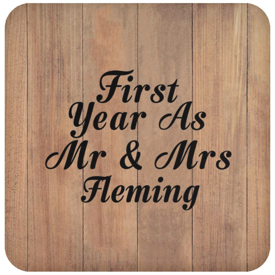 First Year As Mr & Mrs Fleming - Drink Coaster C