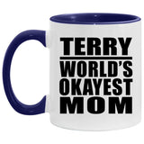 Terry World's Okayest Mom - 11oz Accent Mug Purple