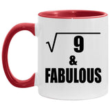 3rd Birthday Square Root of 9 & Fabulous - 11oz Accent Mug Red