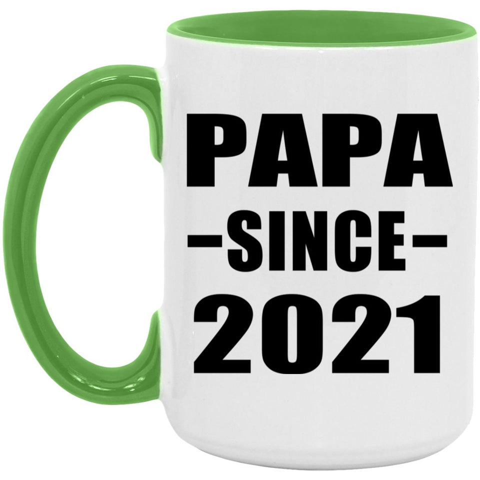 Papa Since 2021 - 15oz Accent Mug Green