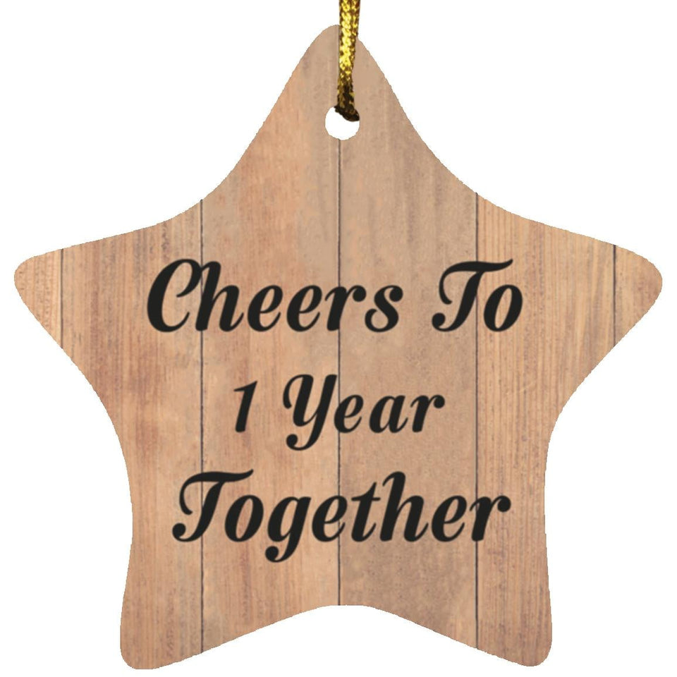 1st Anniversary Cheers To 1 Year Together - Star Ornament C