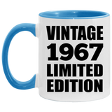 57th Birthday Vintage 1967 Limited Edition - 11oz Accent Mug Blue