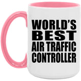 World's Best Air Traffic Controller - 15oz Accent Mug Pink
