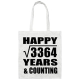 Happy 58th Anniversary Square Root of 3364 Years & Counting - Tote Bag White