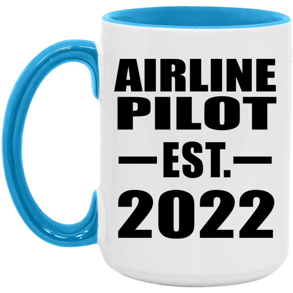 Airline Pilot Established EST. 2022 - 15oz Accent Mug Blue