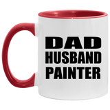Dad Husband Painter - 11oz Accent Mug Red