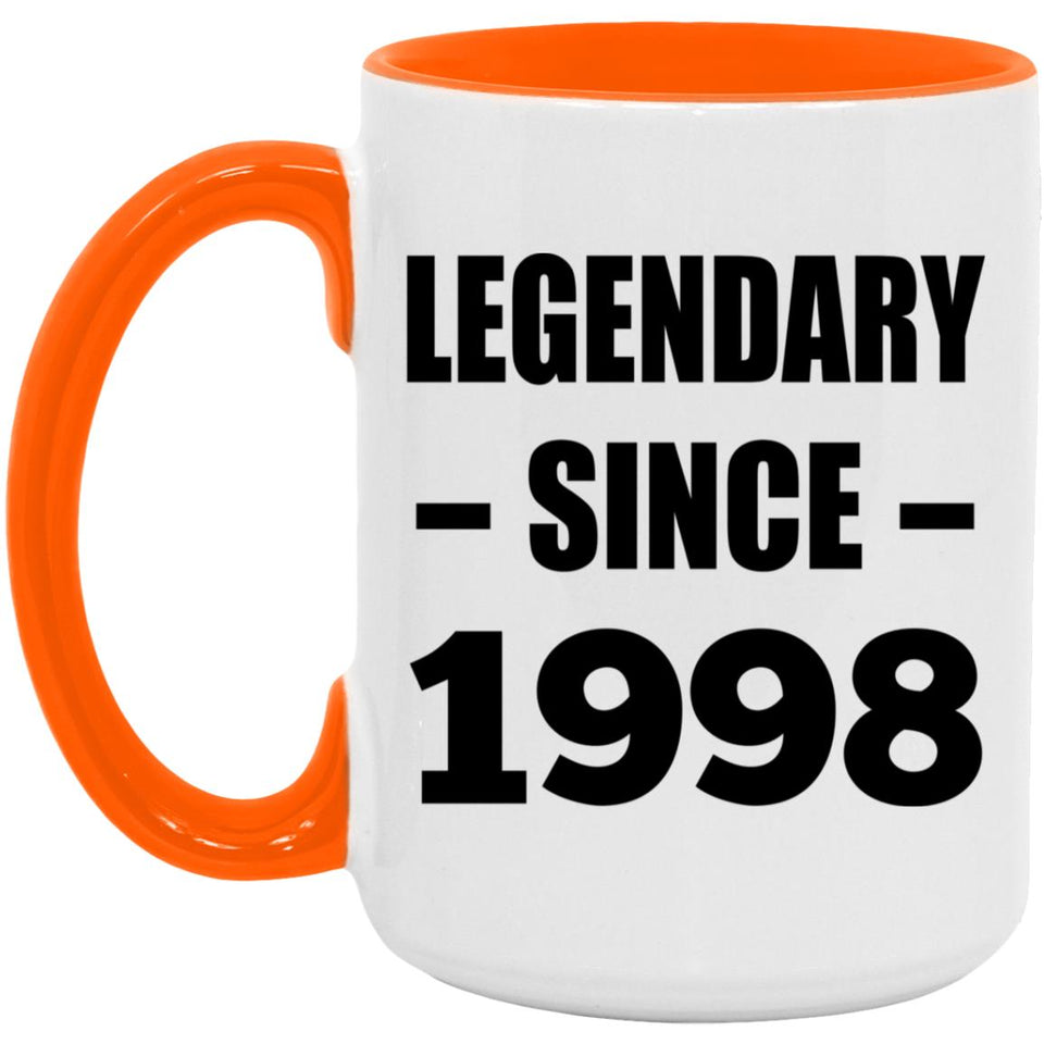 26th Birthday Legendary Since 1998 - 15oz Accent Mug Orange