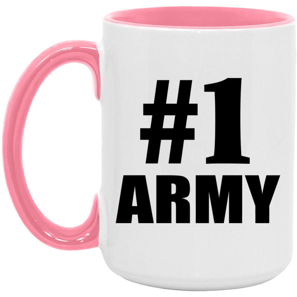 Number One #1 Army - 15oz Accent Mug Pink
