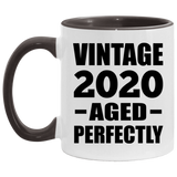 4th Birthday Vintage 2020 Aged Perfectly - 11oz Accent Mug Black
