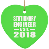 Stationary Engineer Established EST. 2018 - Heart Ornament