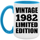 42nd Birthday Vintage 1982 Limited Edition - 15oz Accent Mug Blue