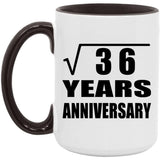 6th Anniversary Square Root of 36 Years Anniversary - 15oz Accent Mug Black