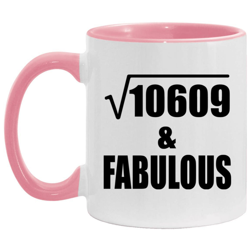 103rd Birthday Square Root of 10609 & Fabulous - 11oz Accent Mug Pink