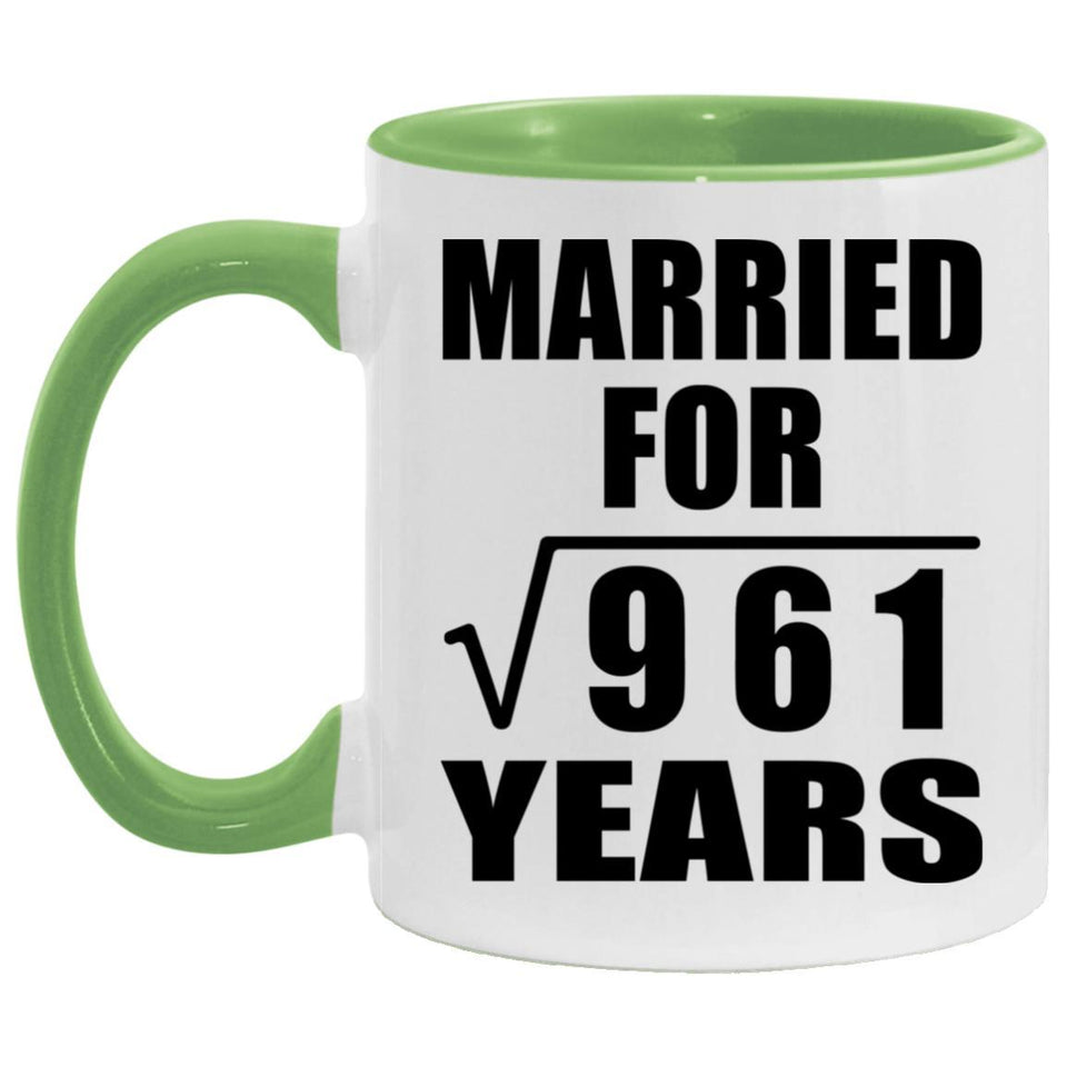 31st Anniversary Married For Square Root of 961 Years - 11oz Accent Mug Green