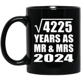 65th Anniversary Square Root of 4225 Years As Mr & Mrs 2024 - 11oz Coffee Mug Black