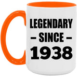 86th Birthday Legendary Since 1938 - 15oz Accent Mug Orange