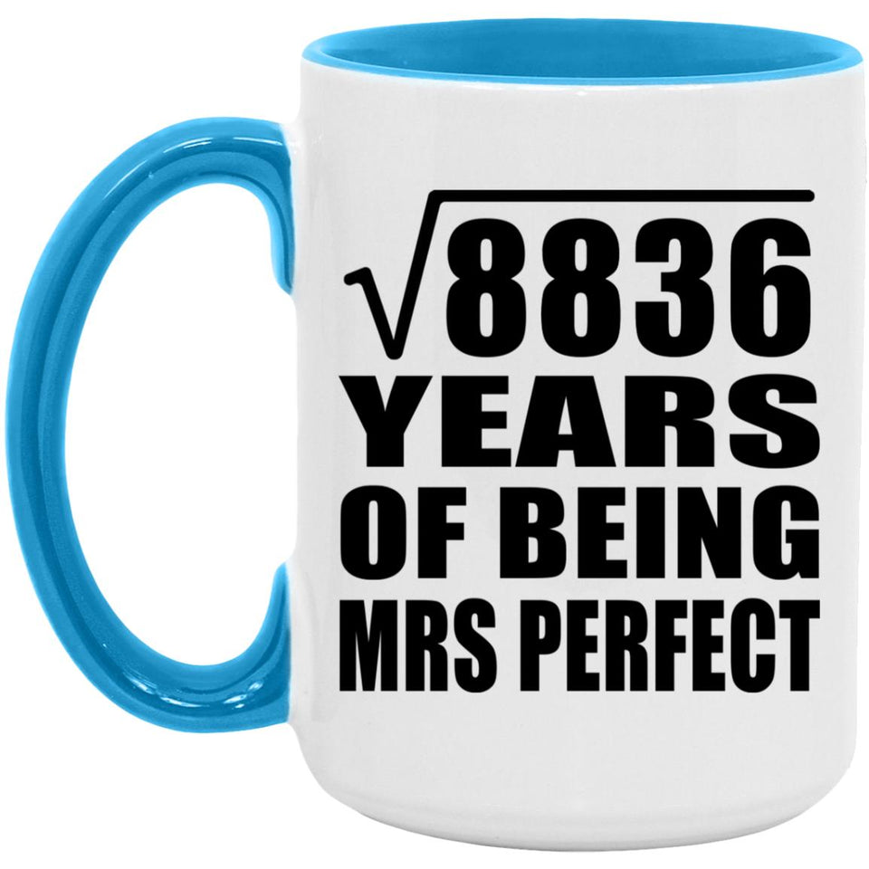 94th Anniversary Square Root of 8836 Years of Mrs Perfect - 15oz Accent Mug Blue