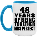 48th Anniversary 48 Years Of Being Mrs Perfect - 15oz Accent Mug Blue