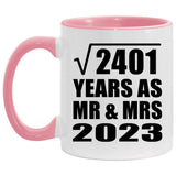 49th Anniversary Square Root of 2401 Years As Mr & Mrs 2023 - 11oz Accent Mug Pink
