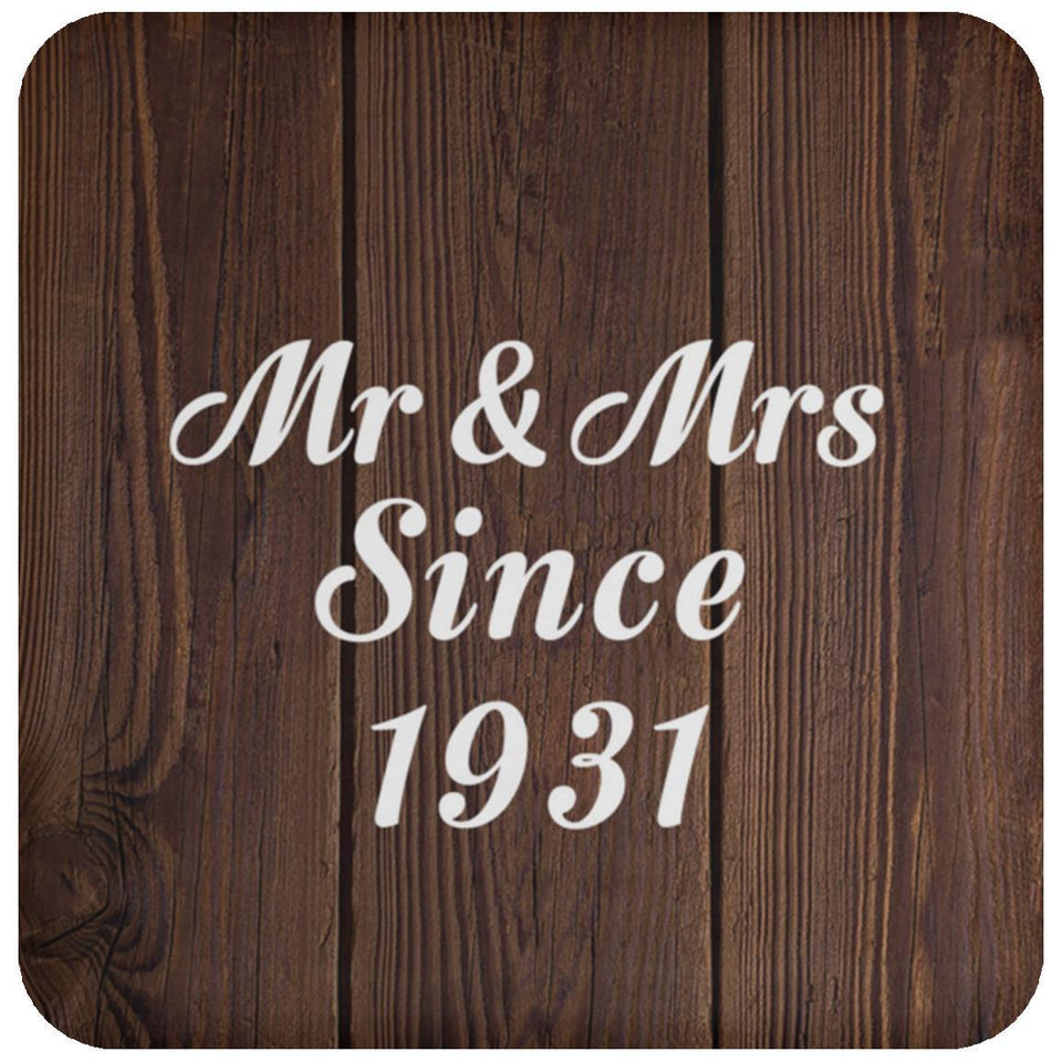93rd Anniversary Mr & Mrs Since 1931 - Drink Coaster D