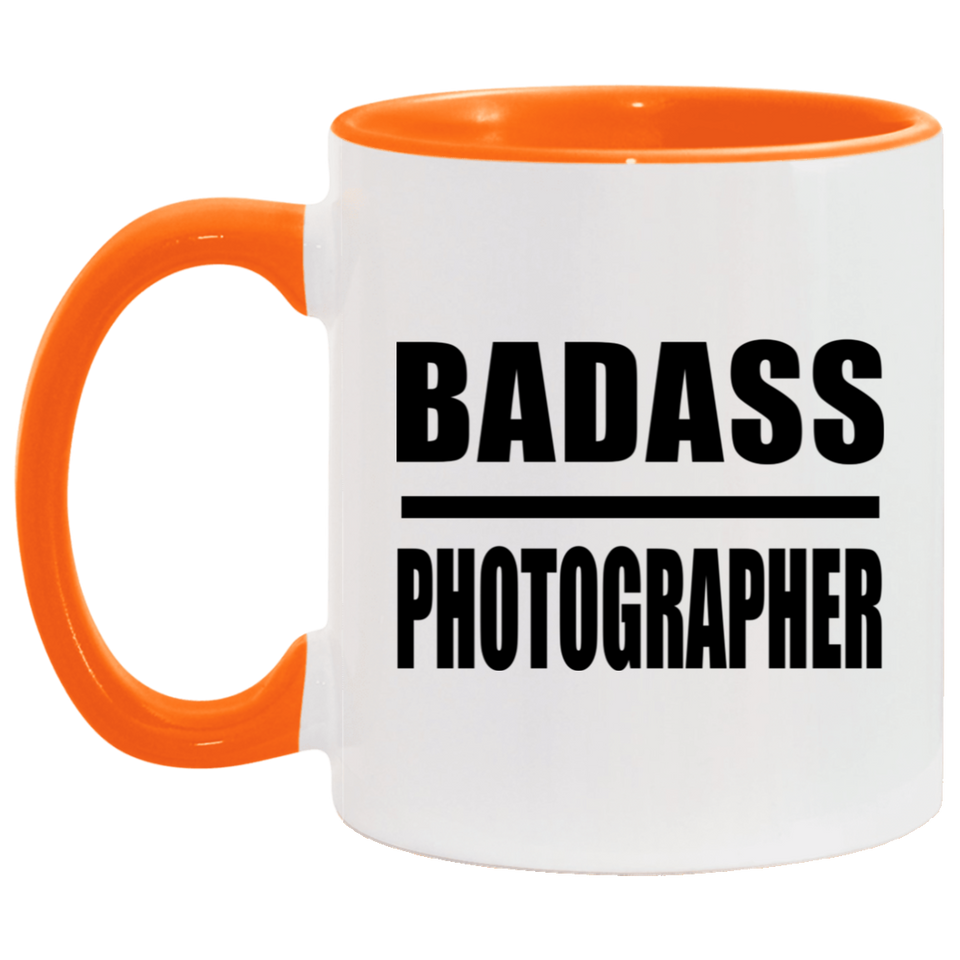Badass Photographer - 11oz Accent Mug Orange