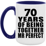 70th Anniversary 70 Years Of Being Mr Perfect - 15oz Accent Mug Purple