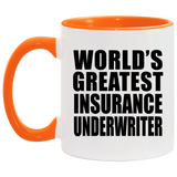 World's Greatest Insurance Underwriter - 11oz Accent Mug Orange