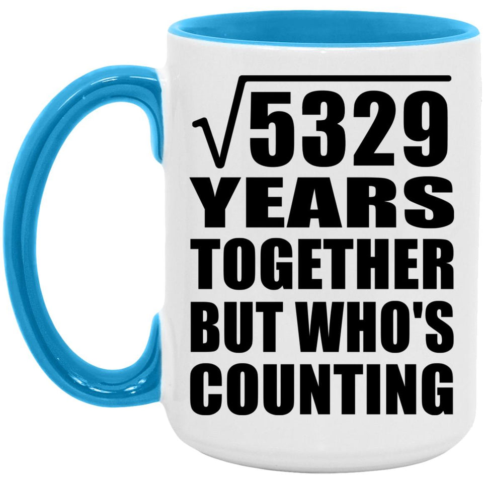 73rd Anniversary Square Root of 5329 Years Who's Counting - 15oz Accent Mug Blue