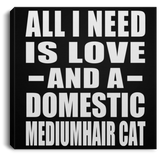 All I Need Is Love And A Domestic Mediumhair Cat - Canvas Square
