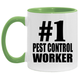 Number One #1 Pest Control Worker - 11oz Accent Mug Green