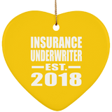 Insurance Underwriter Established EST. 2018 - Heart Ornament