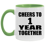 1st Anniversary Cheers To 1 Year Together - 11oz Accent Mug Green