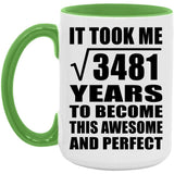 59th Birthday Took Square Root of 3481 Years To Awesome - 15oz Accent Mug Green