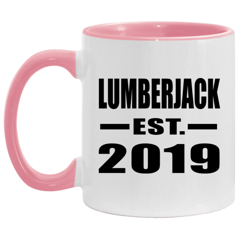 Lumberjack Established EST. 2019 - 11oz Accent Mug Pink